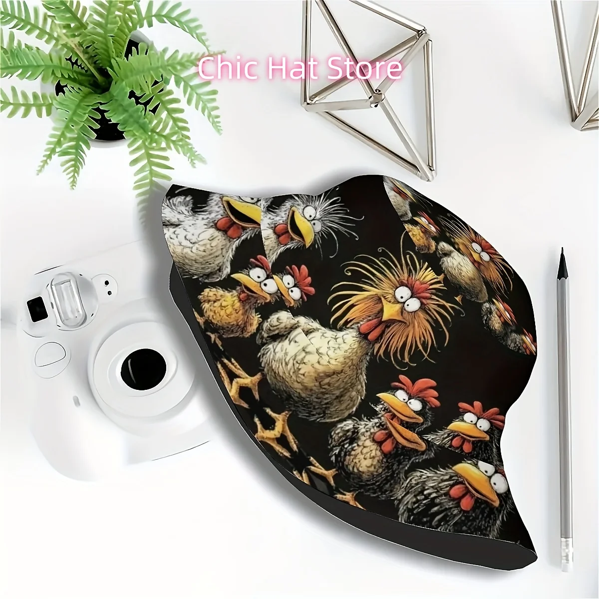 A Unisex Printed Fisherman Hat Featuring Vibrant And Engaging Chicken Designs, Perfect for Outdoor Activities Like Golfing, Beac