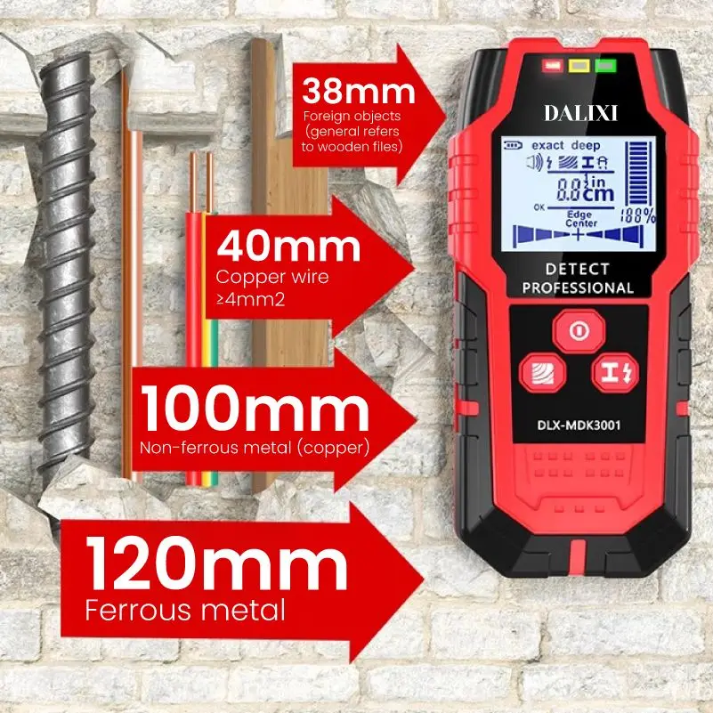 Wall Detector 4-in-1 Wall Scanning Detector Handheld Detection Instrument for Metal Rebar Wire Pipeline Wood Inside The Wall