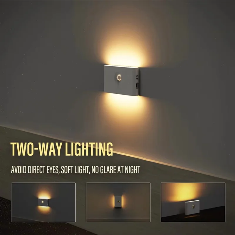 Lámpara de noche LED inteligente con Sensor de movimiento recargable, protección ocular, lámpara de noche para dormitorio, pasillo, iluminación de gabinete, [Qahk]