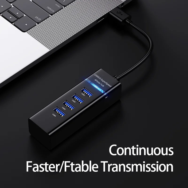 Hub USB 3,0 2,0 de 4 puertos, divisor de alta velocidad para discos duros, unidad Flash USB, ratón, teclado, adaptador extendido para portátiles