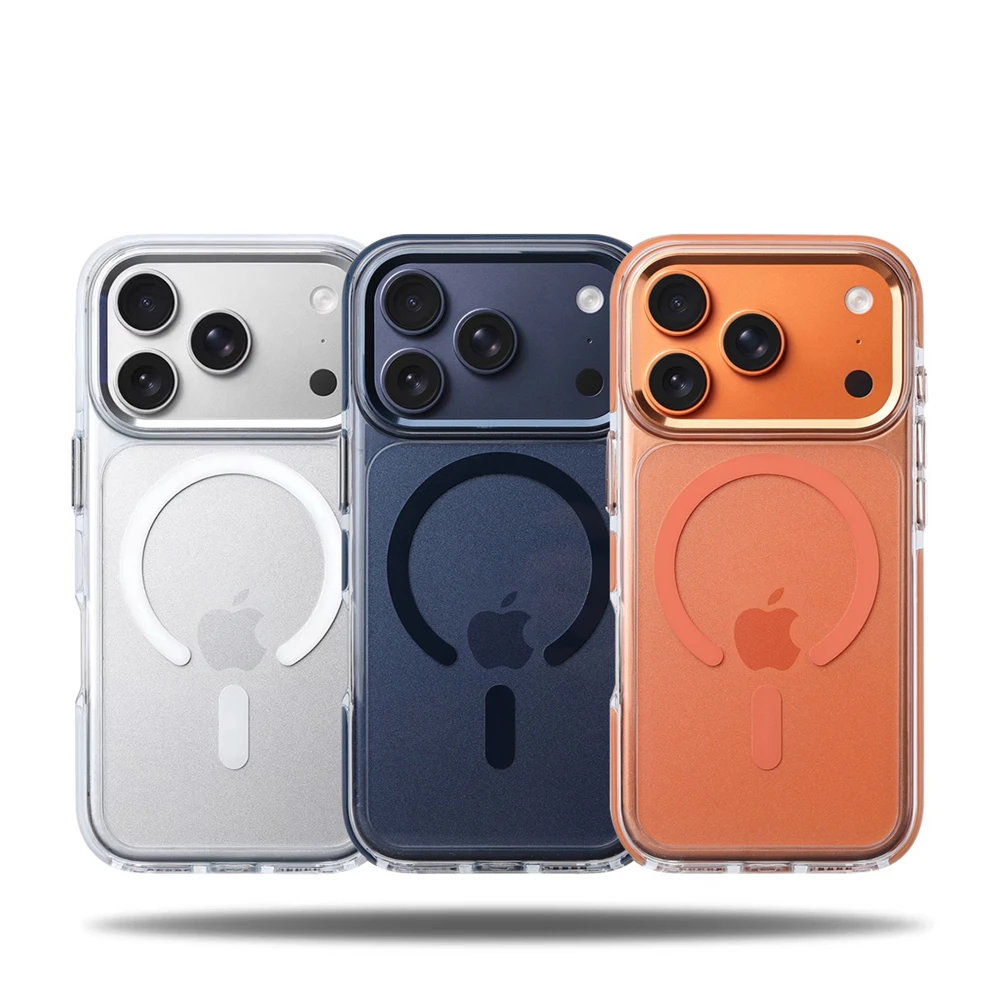 Magnetische Transparente Stoßfeste Legierungs-Linsen-Schutzhülle für iPhone 18 17 Pro Max für Magsafe Kabelloses Laden Bumper Clear Cover – Detail 1