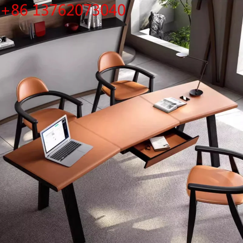 

Italian minimalist saddle leather Room desks arc Computer desk room offices office desks and workstations study table