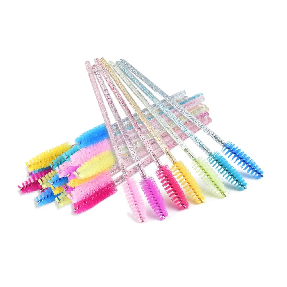 50pcs Shiny Disposable Eyelash Applicator Wands Curler Brush Set Mascara Eyebrow Spoolers Comb Wands Spoolies Brushes