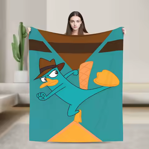 Perry the Platypus Blanket Quality Warm Soft Throw Blanket Autumn Boy Girl Couch Bed Funny Bedspread