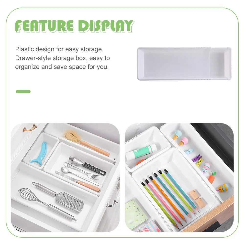 

Выдвижной органайзер для хранения в ящике: регулируемый по длине пластиковый контейнер с прозрачными стенками, выдвижная конструкция, настольный держатель для хранения