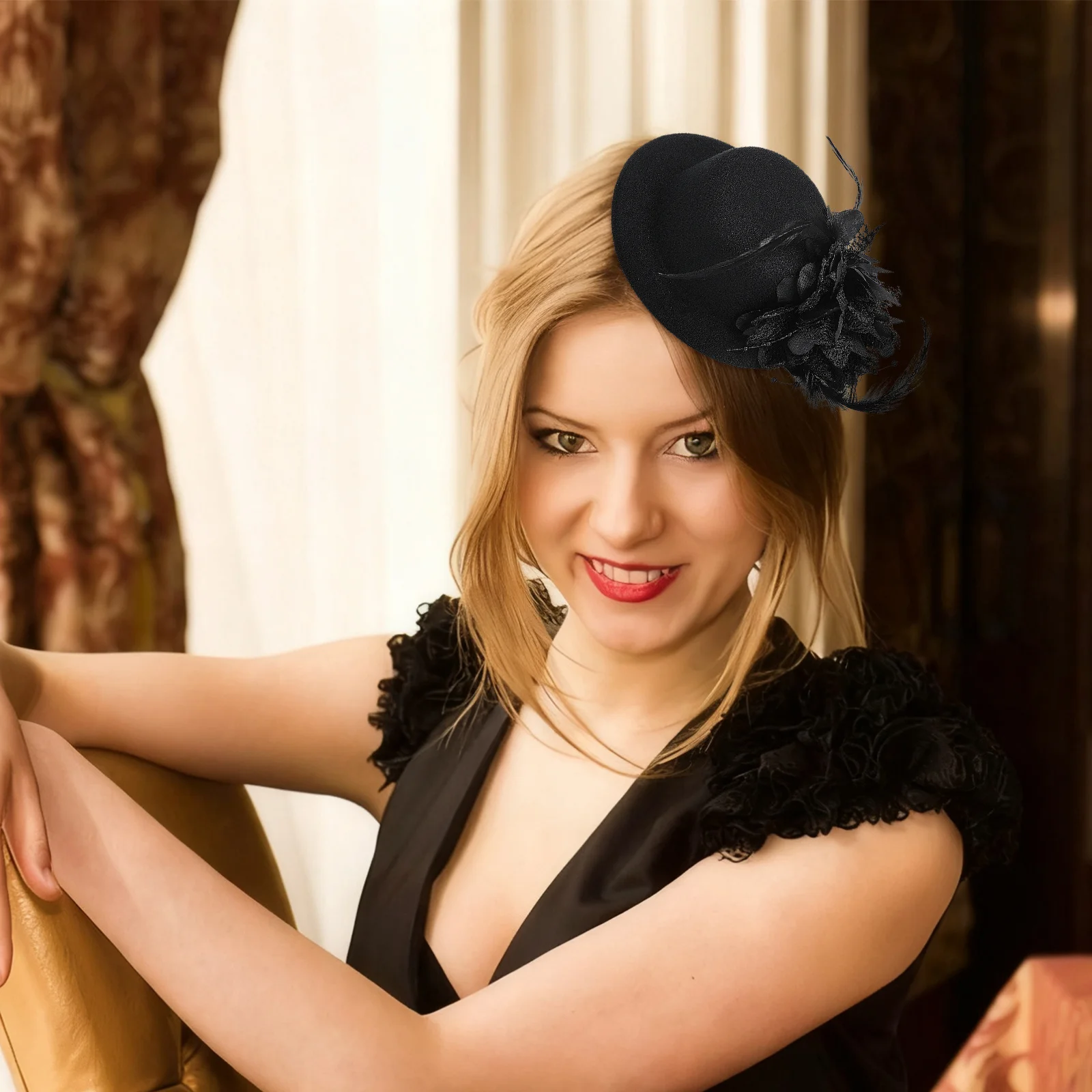 مشبك شعر أنيق على شكل قبعة مقاس 13 سم من نسيج شبكي ناعم ومشابك مزدوجة آمنة لحفلات الزفاف وإكسسوارات الشعر لحفلات الزفاف