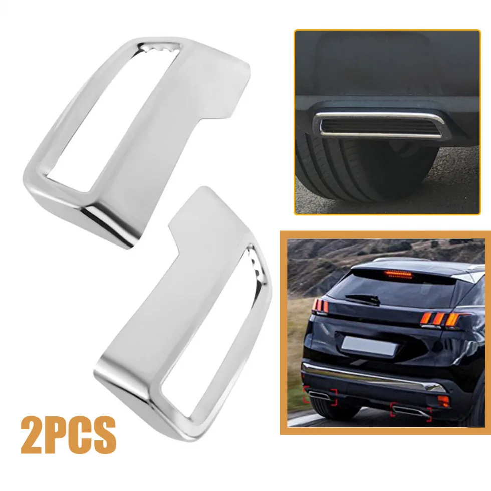 

2pcs Auto Exhaust Muffler Protector Cover Car Rear End Pipe Styling Decor Sticker for Peugeot 3008 5008 2017 2018 2019 2020 2021