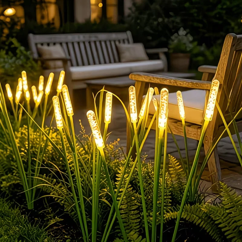 Solar LED Glowing Bubbles Cylindrical Reed Lights Waterproof Outdoor Garden Courtyard Lawn Decor Sway Lights