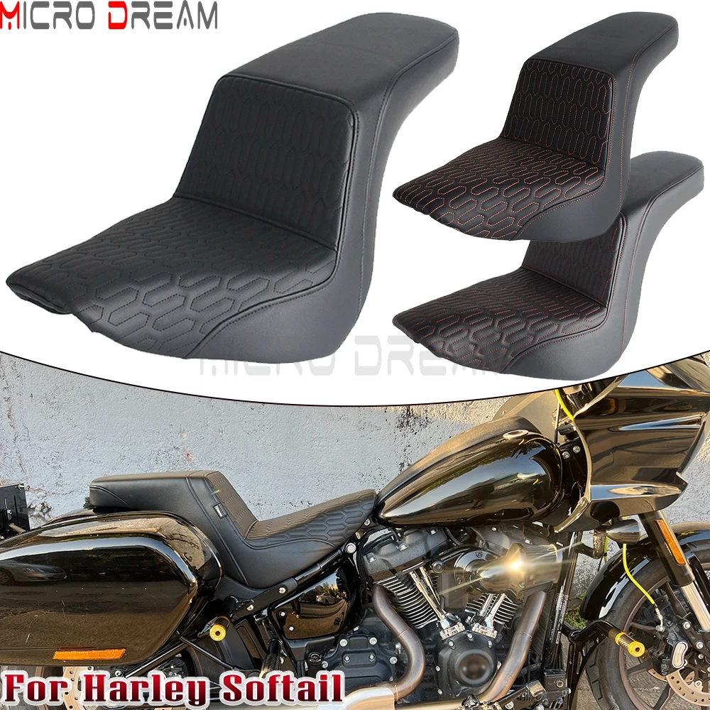 

Leather Cover Cushion Saddles Motorcycle Front Rear Seat Cushions For Harley Softail FLSB FXLR FXLRS FXLRST 2018-Up Bench Seats