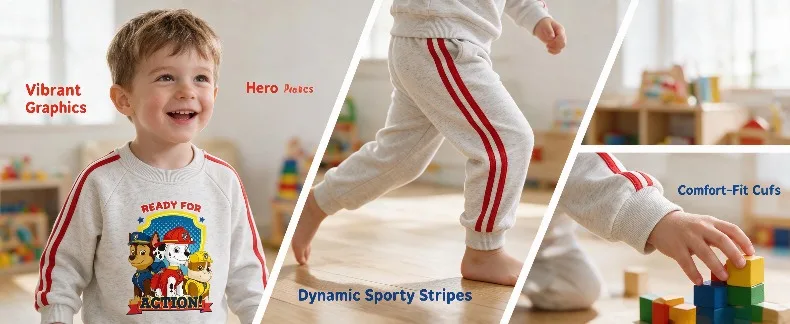 Herbst Winter Jungen Mode Pullover Lange Hose Zweiteiliges Set Kinder O-Ausschnitt Hoodies Jogginghose 2-teiliger Kinder-Trainingsanzug Sweatshirt – Detail 7