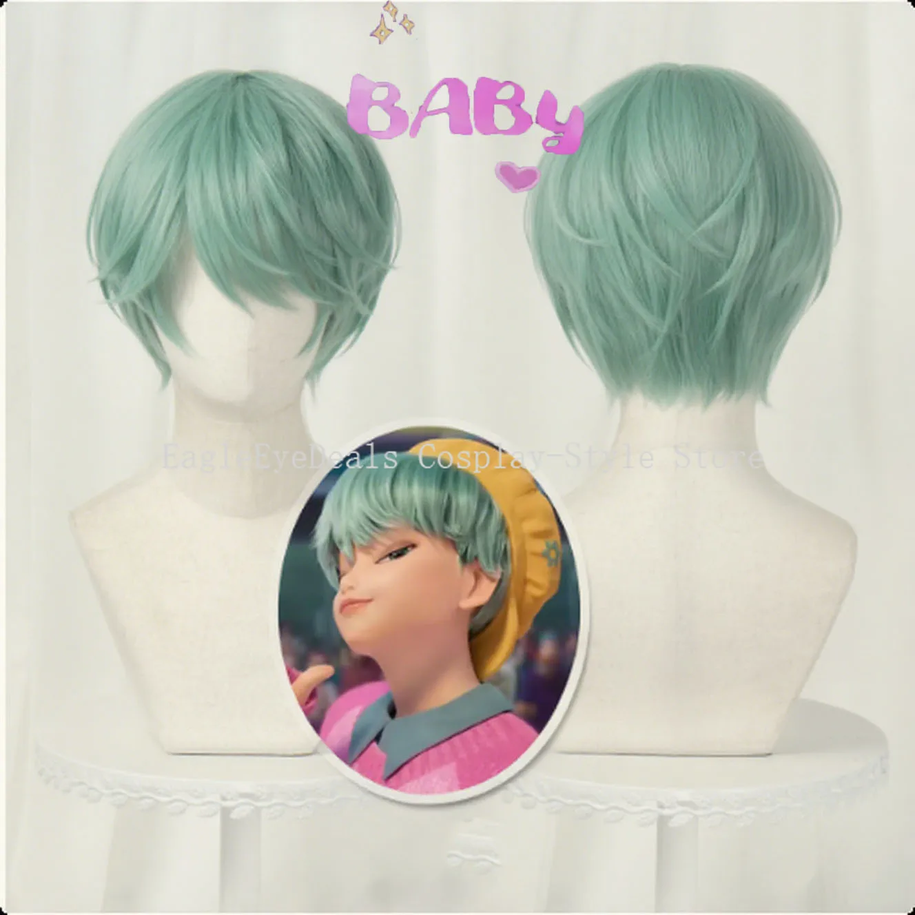 KPop Dämonenjäger Jinu Mystery Romance Baby Saja Jungen Cosplay Kostüm Perücken Senden Atmungsaktive Rosenhaarnetze Halloween DIY Requisiten