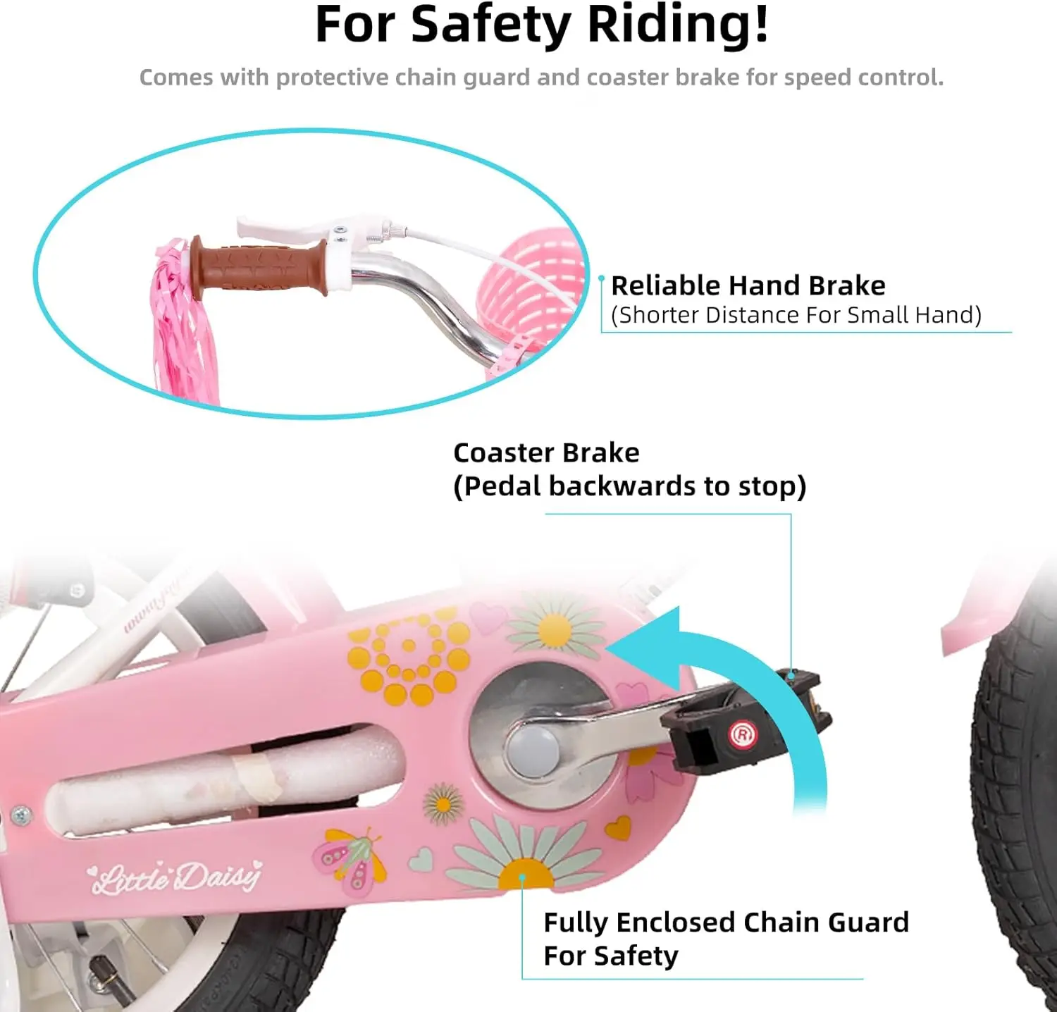 Little Daisy Kids Bike for Girls Boys Ages 2-7 Years, 14 Inch Girls Bikes with Doll Bike Seat & Streamers, Boys Bike with