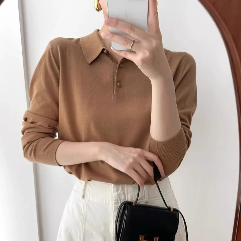 

Итальянский камвольный шерстяной вязаный свитер, женские пуловеры