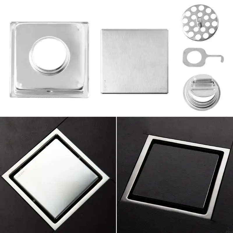 

Нержавеющая сталь 15x15 см квадратная сливная плитка для душа, вставная решетка, невидимая