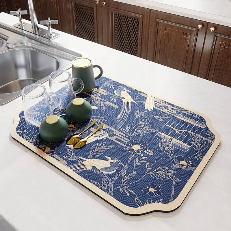 Kitchen Countertop Drain Pad Washstand Anti-splash Pad Bowl Plate Drying Pad Bar Counter Absorbent Coaster Insulation Pad Mat