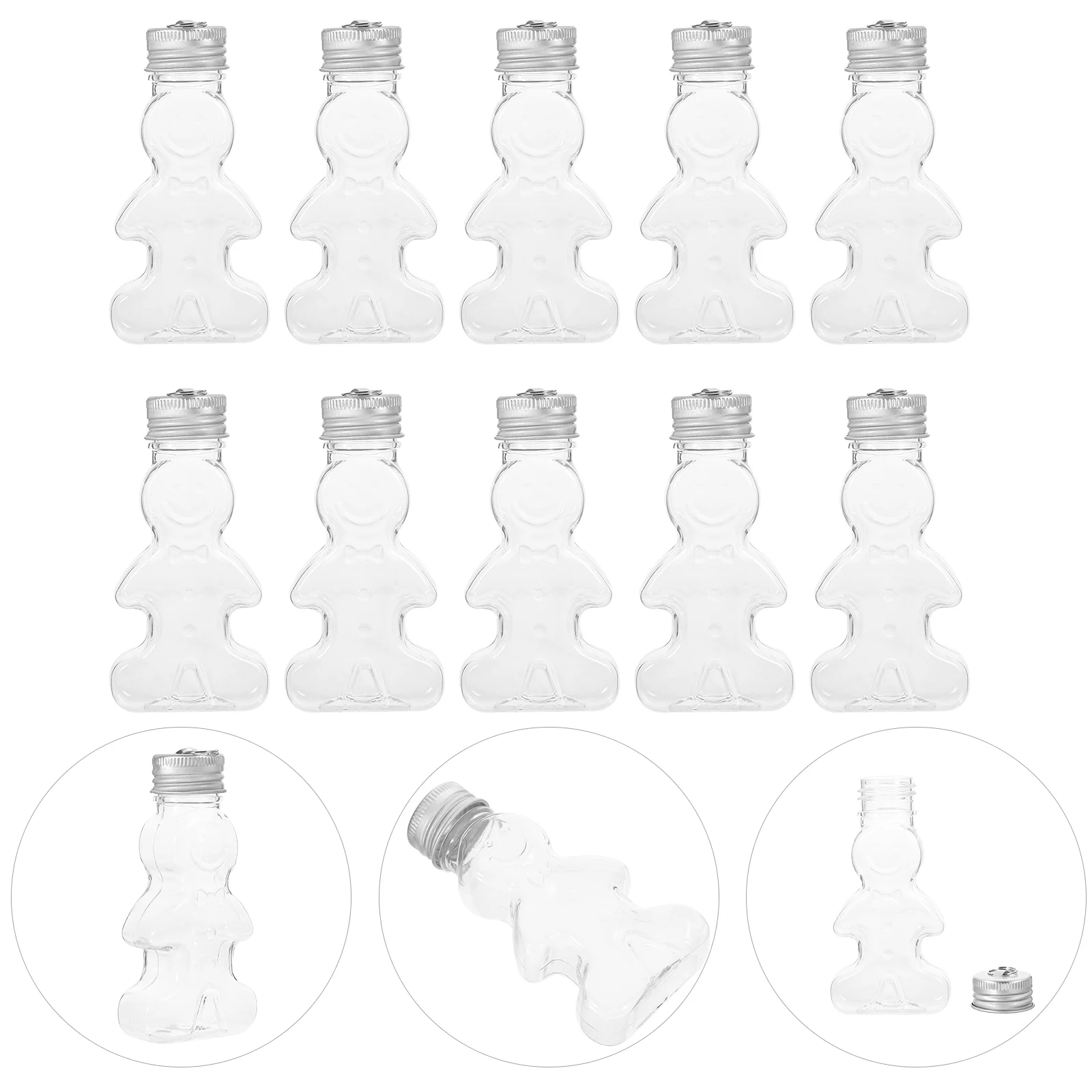 

10 Pcs Christmas Cookie Containers Bottle Portable Water Gingerbread Man Clear Candy Jar