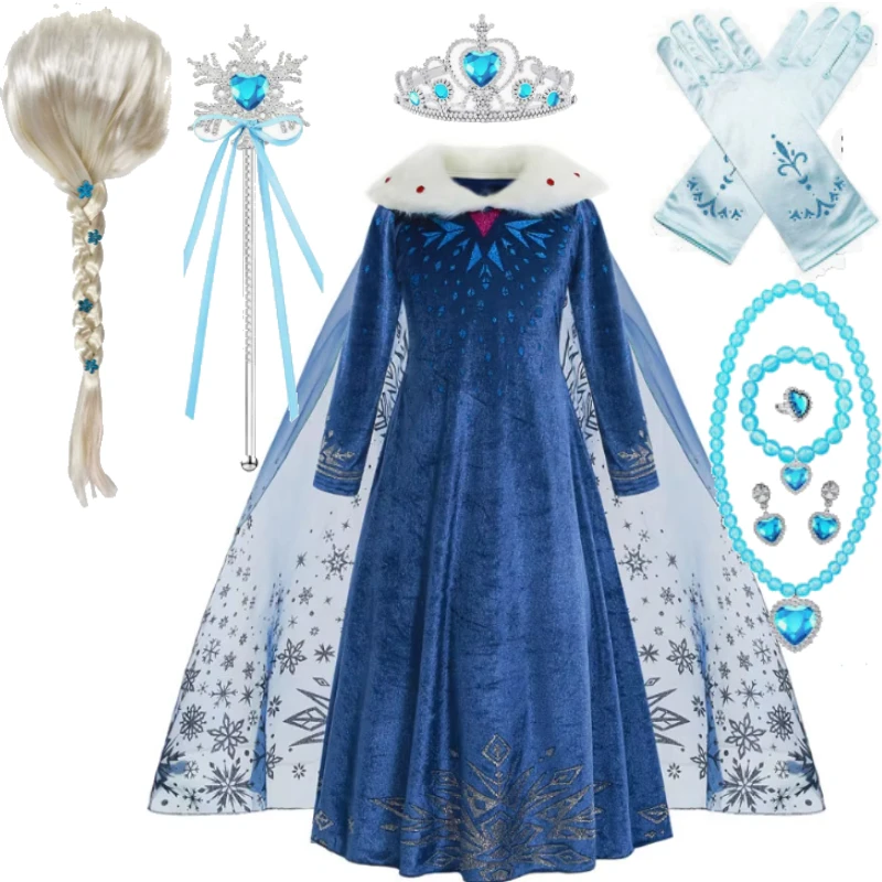 

Evening Long Sleeve Clothes Snow Queen Dress Cosplay Outfit Snow Queen Princess Dress Up Halloween Birthday Party Outfit