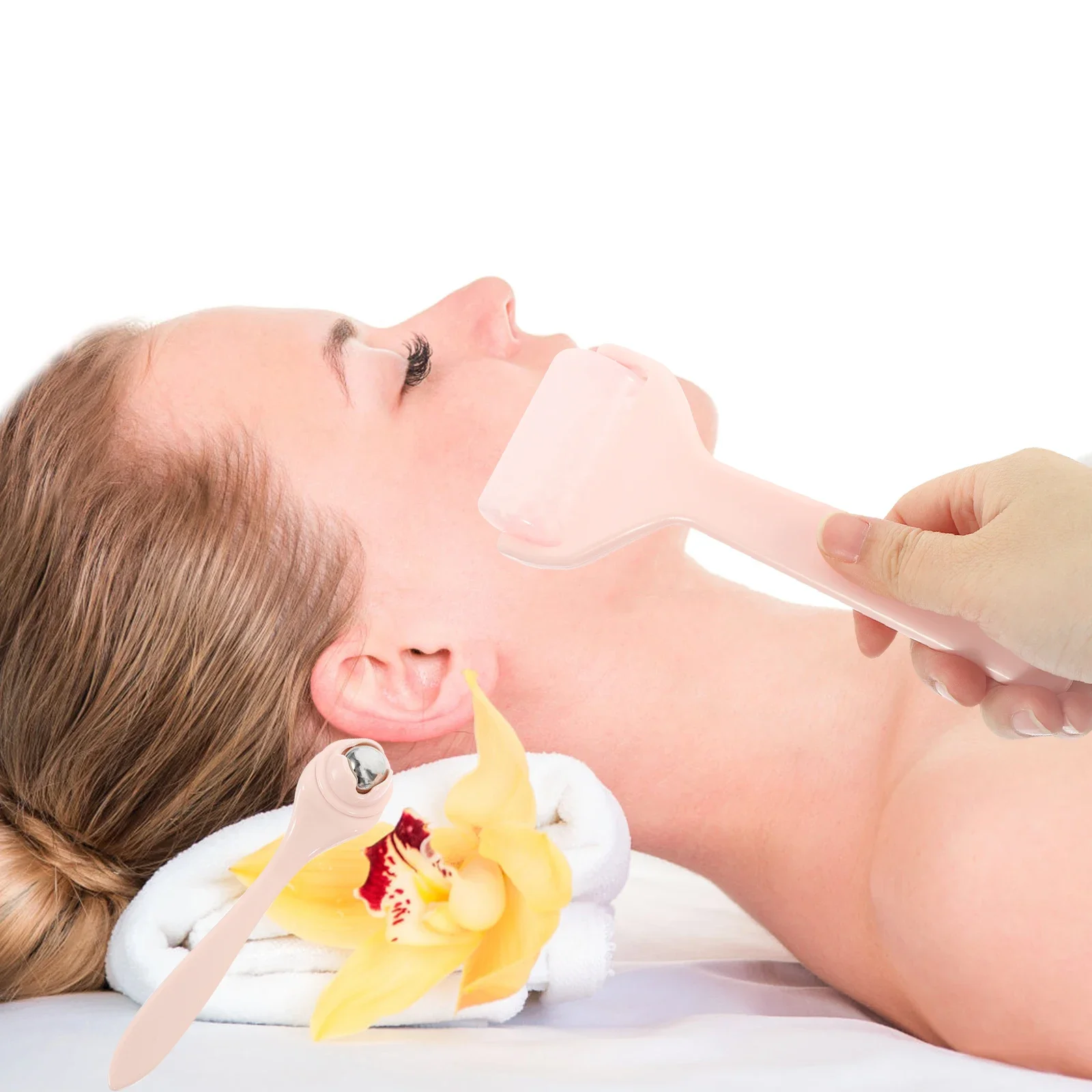 1 conjunto de massageador facial seguro e durável, rolo facial para alívio de inchaço, relaxamento, cuidados com a pele, dispositivo de beleza portátil, cores brilhantes