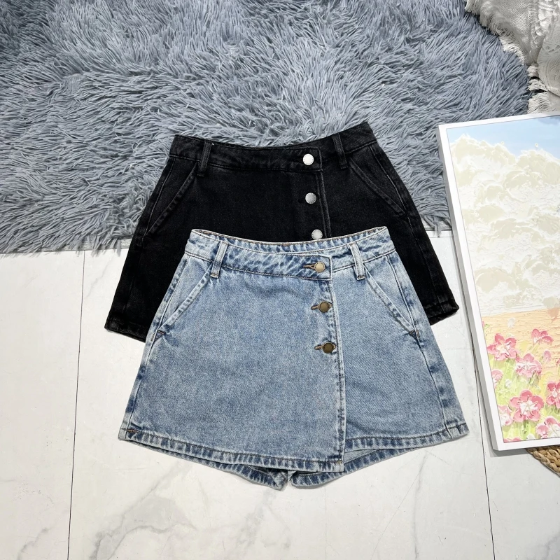 Hot Summer ort High Waist Skinny Denim Skirt Pants for Women Simple Sle Sexy Girl High Waist Slimming Teenage Girl Skirt