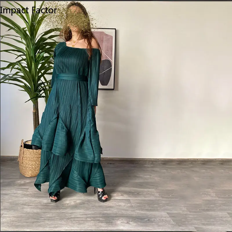 Summer Fashion Chiffon Dress 3/4 Sleeves Irregular High Quality Top Grade Ponchy Dress