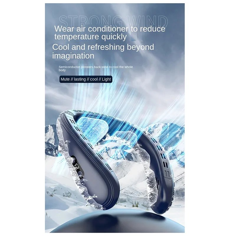 AY03-مروحة مكيف هواء محمولة للرقبة قابلة لإعادة الشحن ومروحة تبريد خالية من الشفرة ومروحة شخصية خارجية يمكن ارتداؤها