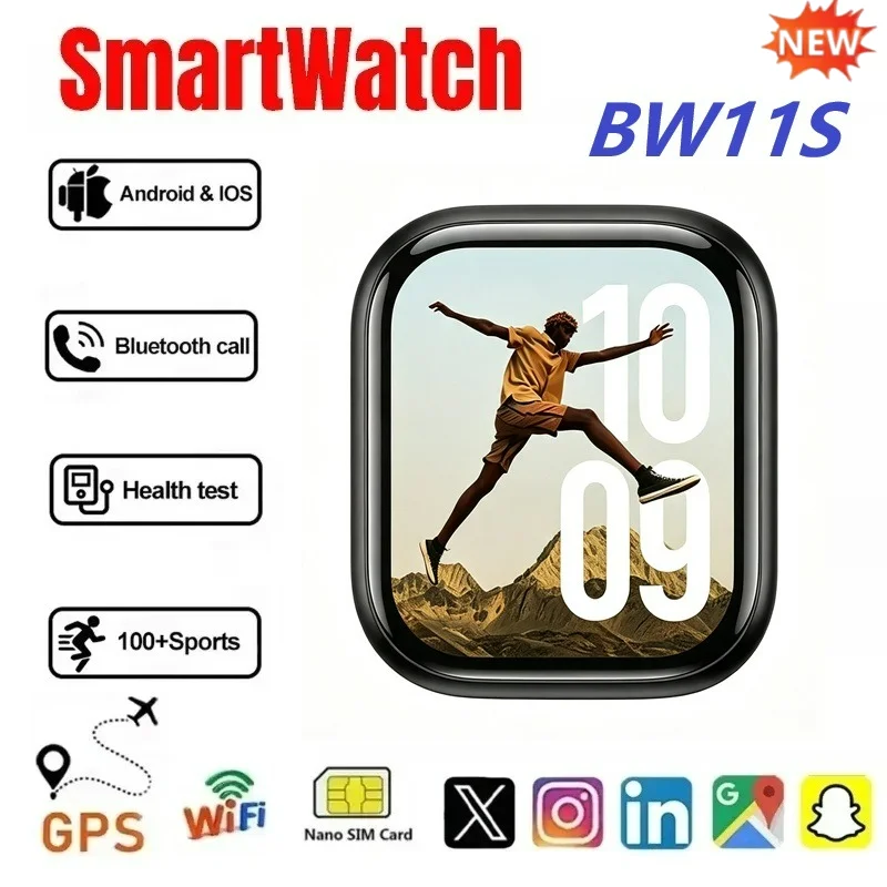 BW11S Smart Watch Support SIM Card Camera Heart Rate Monitor Multisport Fitness Tracker Men Women Daily Universal Smartwatch