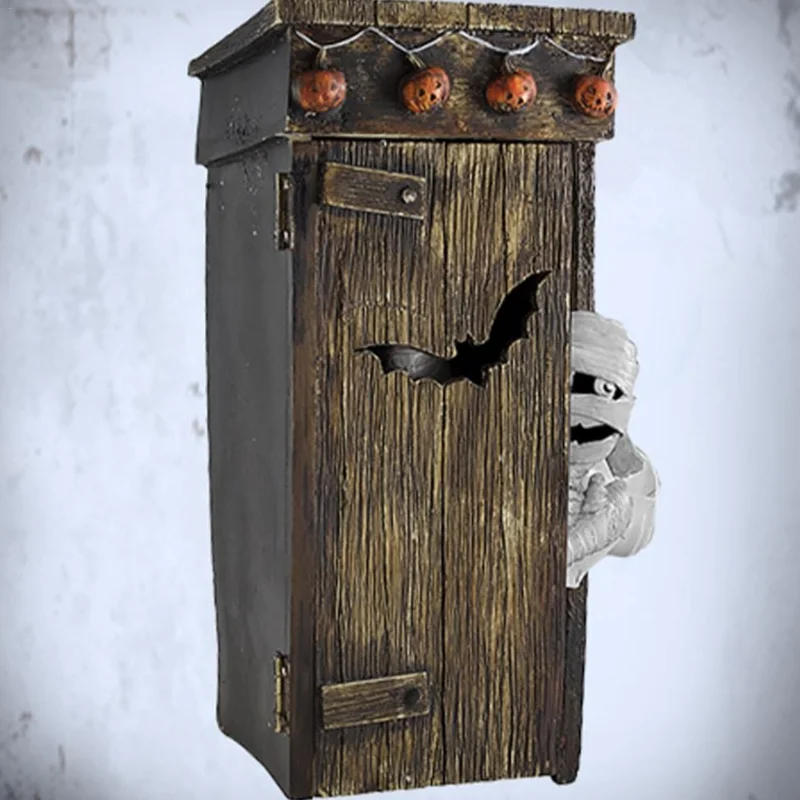 Outhouse Mummy Animated Decor,2024 Newest Animated Talking Farting Mummy Outhouse,Spooky and Fun Halloween Ornaments,Halloween