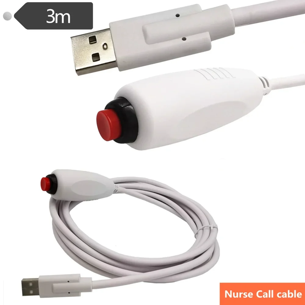 Nurse USB Emergency Call Push Button Cord Cable Nurse Station Universal Call Cord 3m