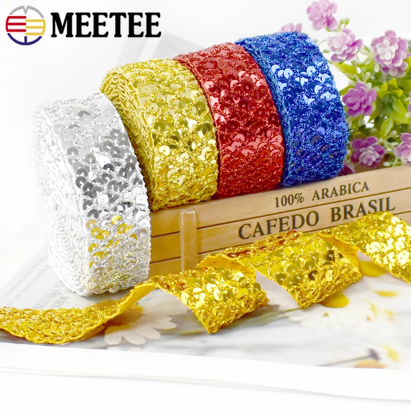 5/10Meters 20/35mm Sequin Lace Tape Colored Laces Ribbon Wedding Party Garment Stage Dress Decor Tapes DIY Sewing Accessories