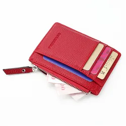 Mini porte-cartes en cuir PU pour femmes et hommes, sac portefeuille à fermeture éclair, petit sac à main, poche ultra fine