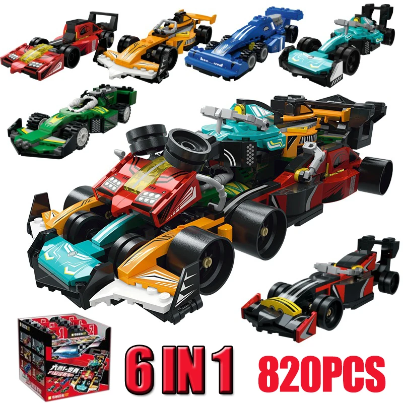 ชุดตัวต่อรถแข่ง 6 in 1 แบบ MOC สเกล 1:24 ของเล่นตัวต่อรถเมือง รุ่นเท่ๆ ชุดประกอบรถของเล่น ของขวัญวันหยุด DIY