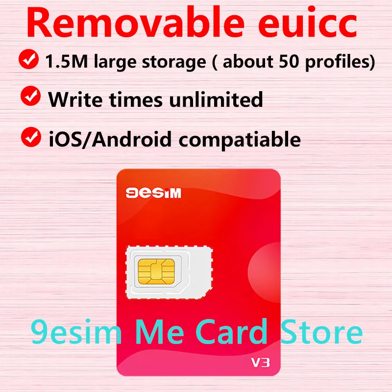 9esim V3 esim to sim カードアダプター、Android、iphone 15 14 iphone 16 pro max、取り外し可能な euicc esim.me コンバーター 5ber estk me