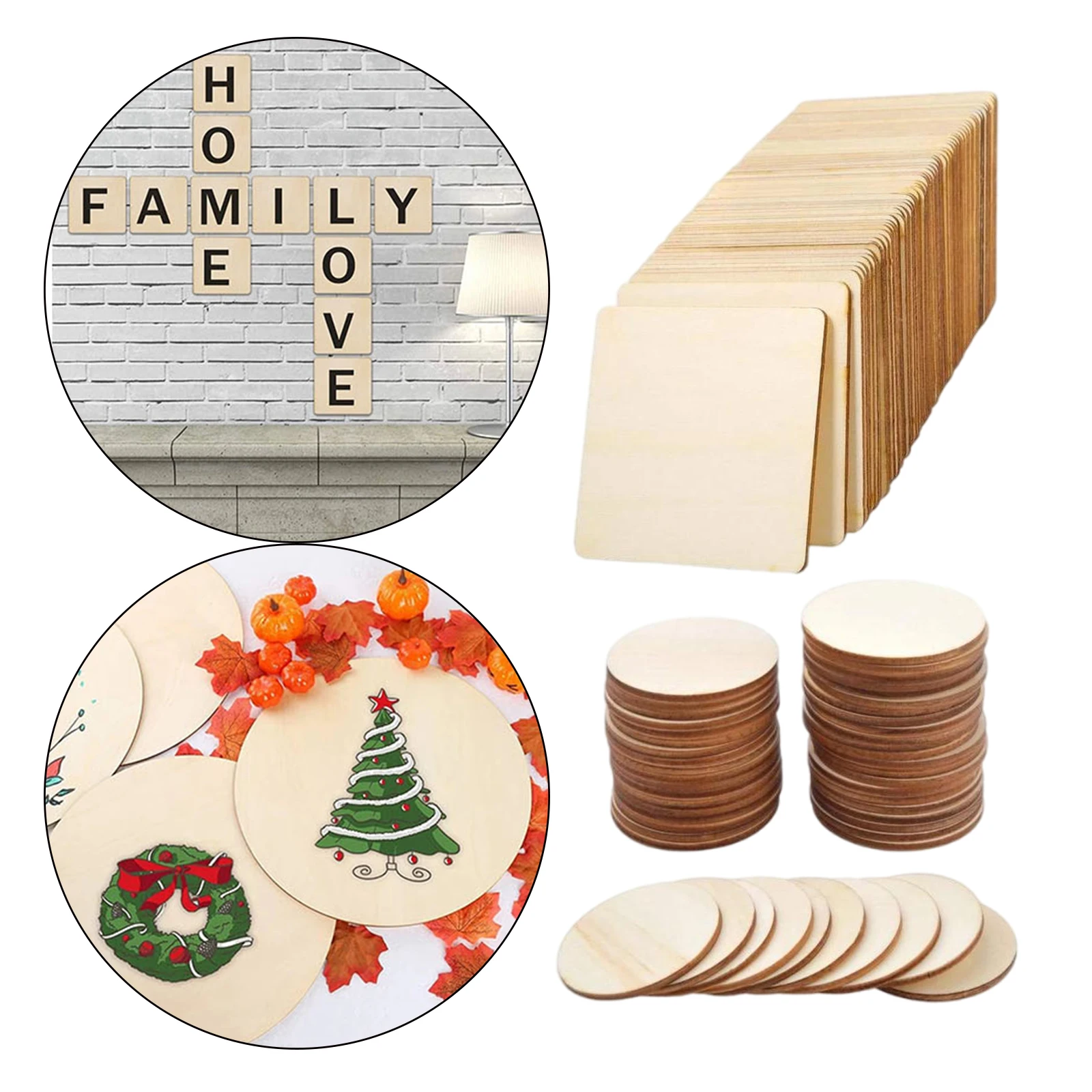 60pieces 4 Inch Wood Slices Wooden Discs Embellishment for Wedding, Decor DIY