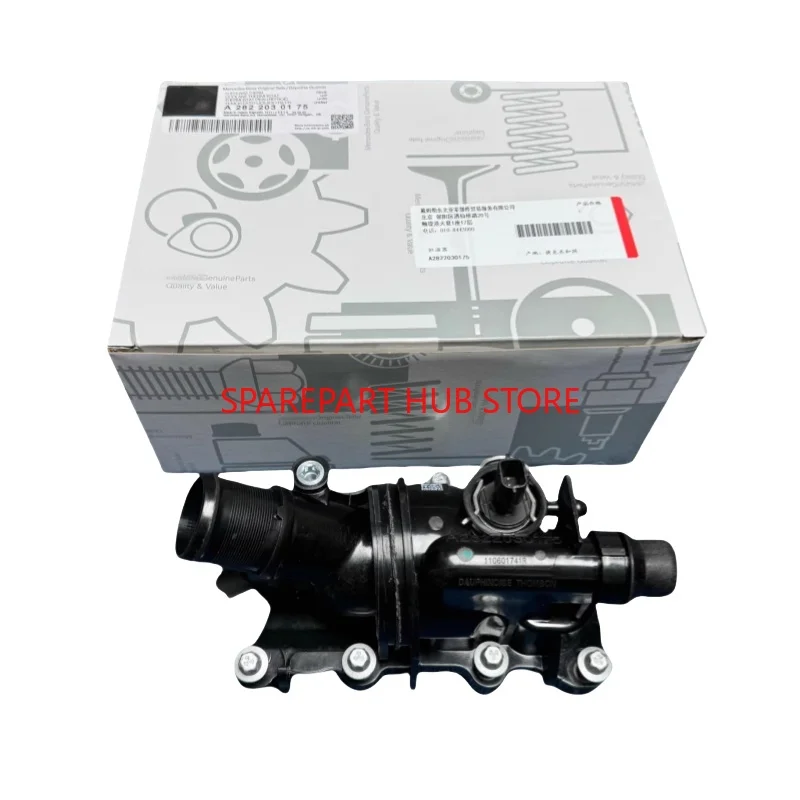 Carcasa del termostato del refrigerante del motor OEM A2822030175 compatible con Mercedes Benz A160 180 200 CLA180 200 250 A250E GLB180 200 250 4MATIC