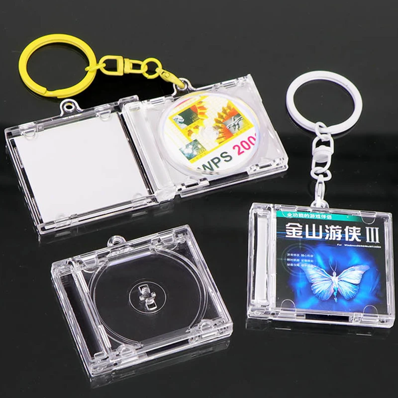 Peripheral Commemorative Blank Album Mini CD Case Keychain CD Player Shaped Key Pendant For DIY Backpack Keyring