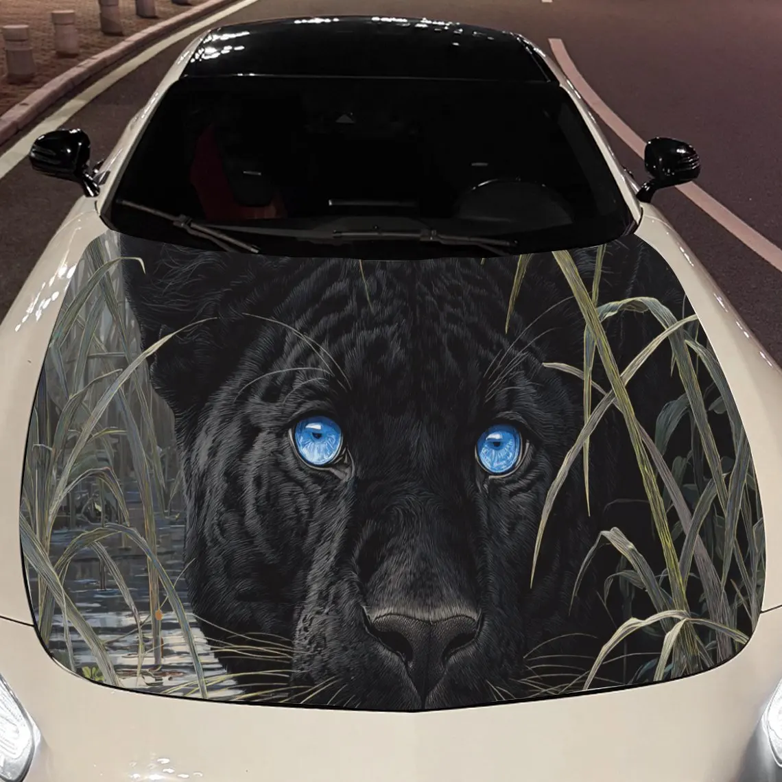 

panther in the grass Car Hood Vinyl Stickers Car Surface Protection Decal Car Decoration Cover Vinyl Wraps Waterproof Self-adhes