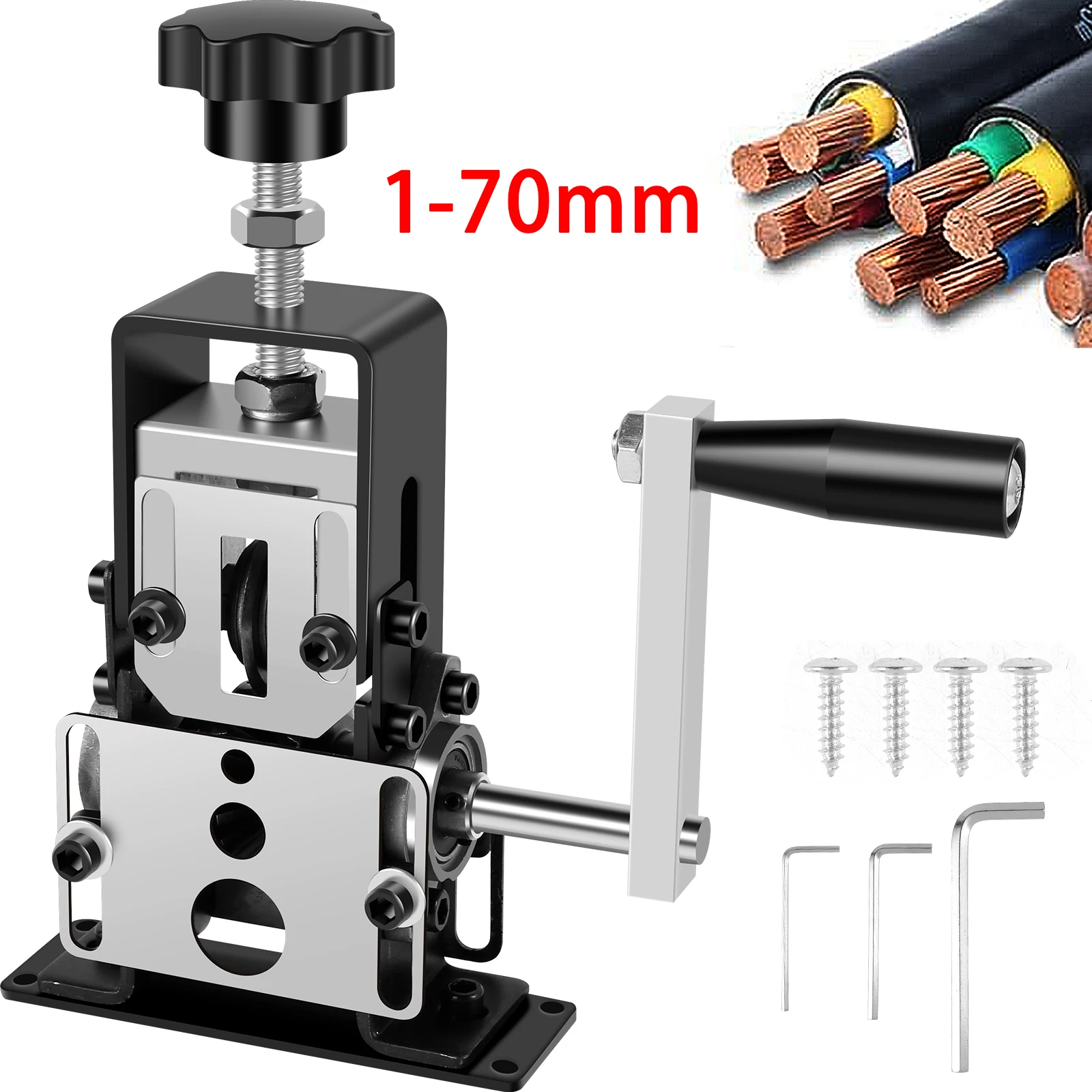 1-70mm Wire Stripper Manual Wire Stripping Tool Portable Electric Drill Powered Copper Scrap Wire Peeler Hand Crank Support Use