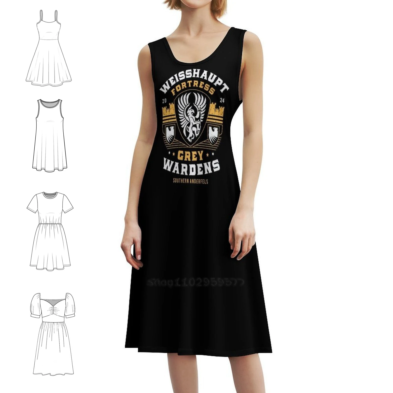 فستان Gray Wardens Fortress Crest Floral Smock للنساء للربيع والصيف فستان كاجوال للحفلات لعبة فيديو Dragon Age Guard