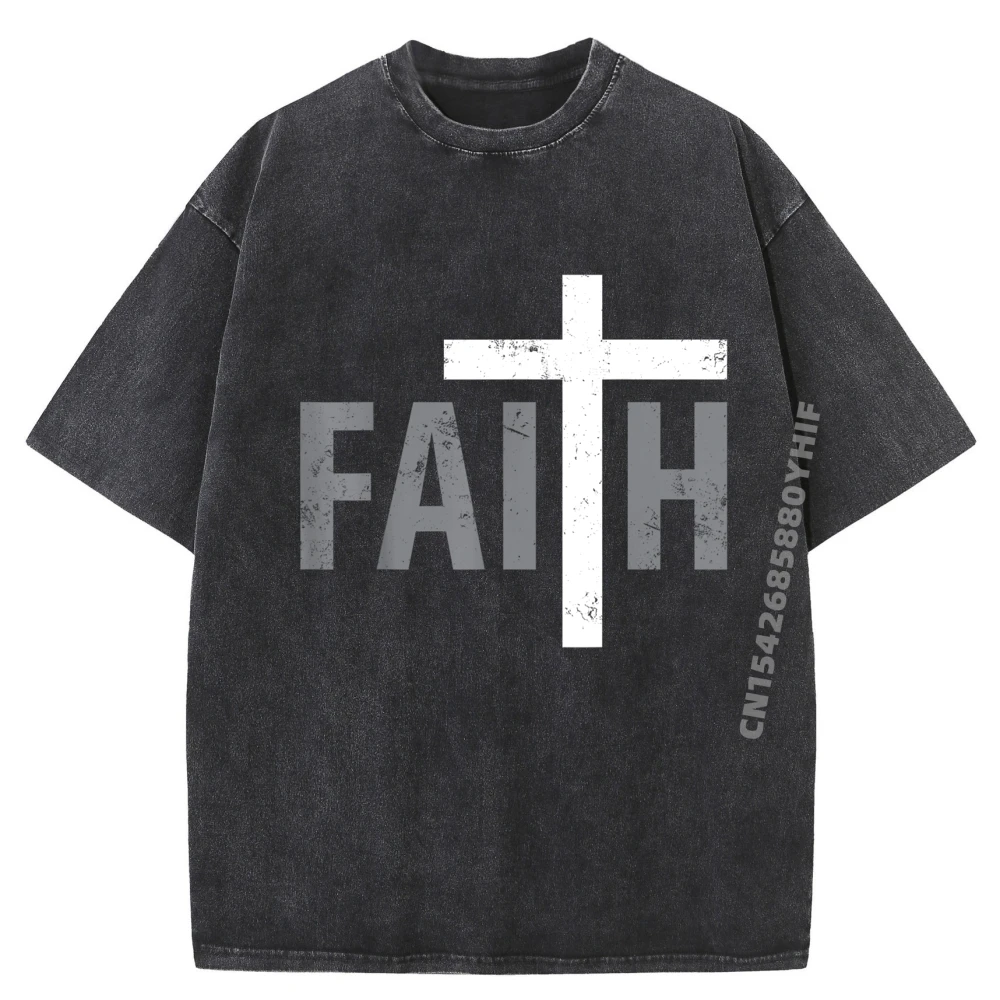 

Funny Christian Christ Religious Women Men Faith Cross Cotton Graphic Tees Comfort Washed Clothes Gothic Style