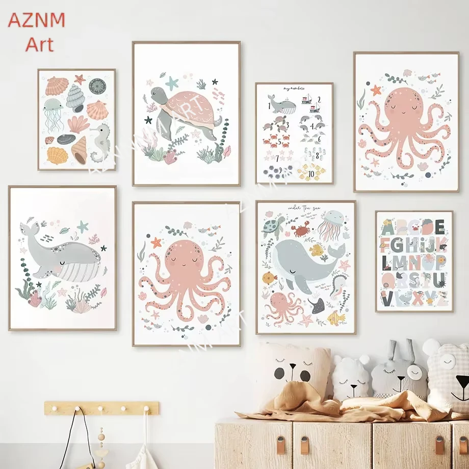 Baby Nursery Under The Sea - لوحات فنية جدارية لغرفة الأطفال بتصميم