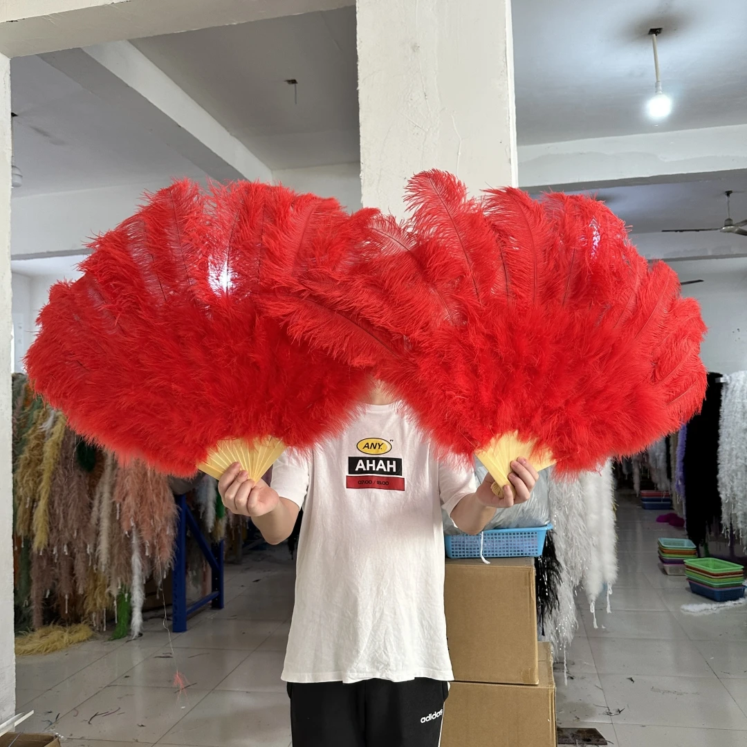 

13Bone Natural Ostrich Feathers Fan White 90cm Dance Performance Props Plumages Fans Foldable Craft Fan With Marabou Feather Fan