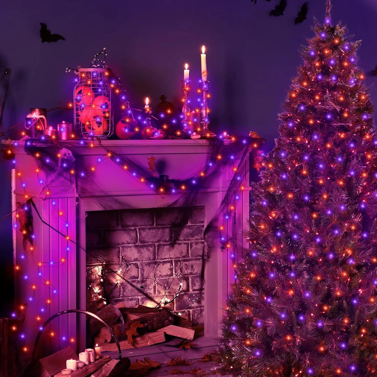 5M-20M LED الأرجواني البرتقالي سلسلة ضوء في الهواء الطلق بطارية تعمل بالطاقة هالوين الجنية أضواء لعيد الميلاد حفلة حديقة ديكور الهالوين