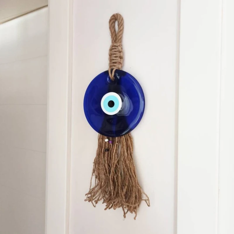 8cm Big Evil Eye Hanging Blue Glass Star of Devid Pendant Solomon Seal Amulet Room Decorate Door Home Ornament Accessory Gift