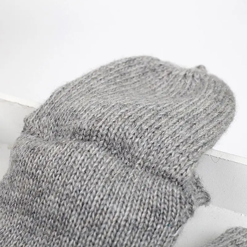 39BD Schwarz Grau Kaffee Kurzer halber Finger fingerloser Wollstrick-Handgelenkhandschuh Winter warm – Detail 9