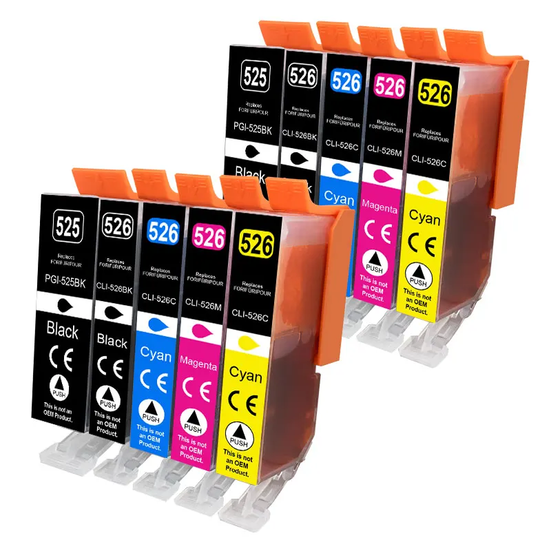 

QSYRAINBOW 525XL 526 Ink Cartridge For Canon 525 XL PGI 526 Compatible PIXMA iP4850 MG5150 MG5250 MG8150 MG5350 MG6250 Printer