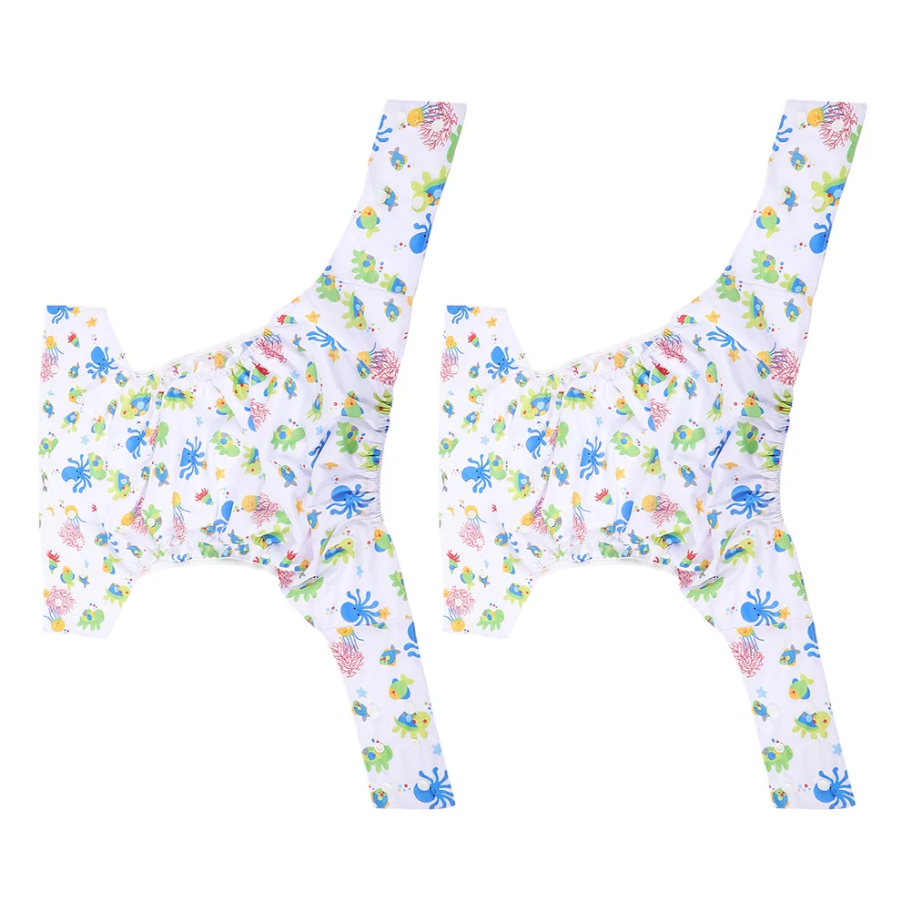 

2pcs Adult Cloth Diapers Reusable Washable Incontinence Pants Adjustable Snap Closure For Elderly Leakproof Large Pocket