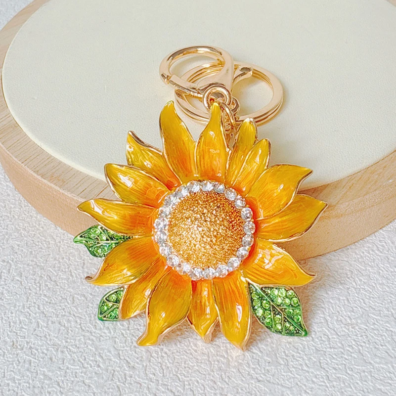 12pcs Keychain Alloy Sunflower Shaped Pendants For Bag Charm