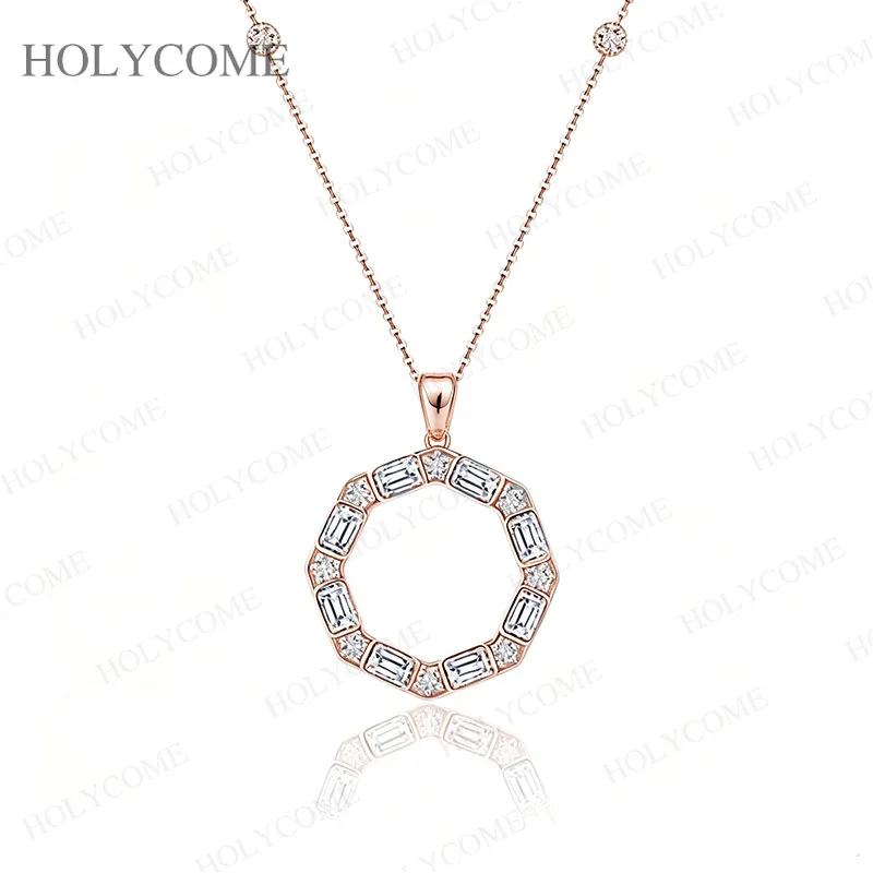 925 Sterling Silber Runder Anhänger Funkelnde Moissanit-Halskette für Damen Mode Jubiläum Geburtstag Schmuck Geschenk – Detail 6
