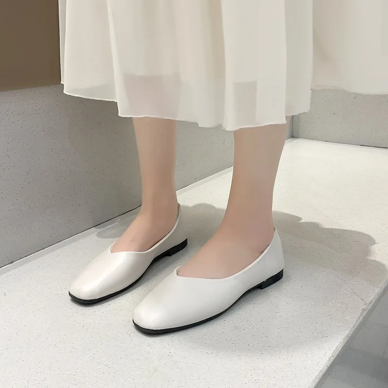 

Туфли на низком каблуке, осенние новые туфли без шнуровки с квадратным носком и неглубоким носком, мягкая подошва, нескользящие, износостойкие туфли с низким берцем