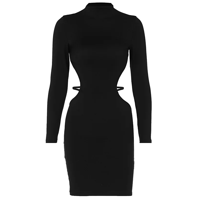 Fashion Sexy Slim Mini Dresses For Women Long Sleeves Hollow Out Backless Chic Bodycon Dress Lady Party Club Streetwear Vestidos